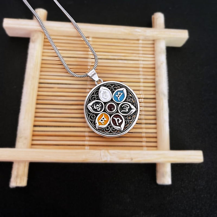 Collar con colgante de pureza de Om Mani Padme Hum tibetano con Buddha Stones - image 5