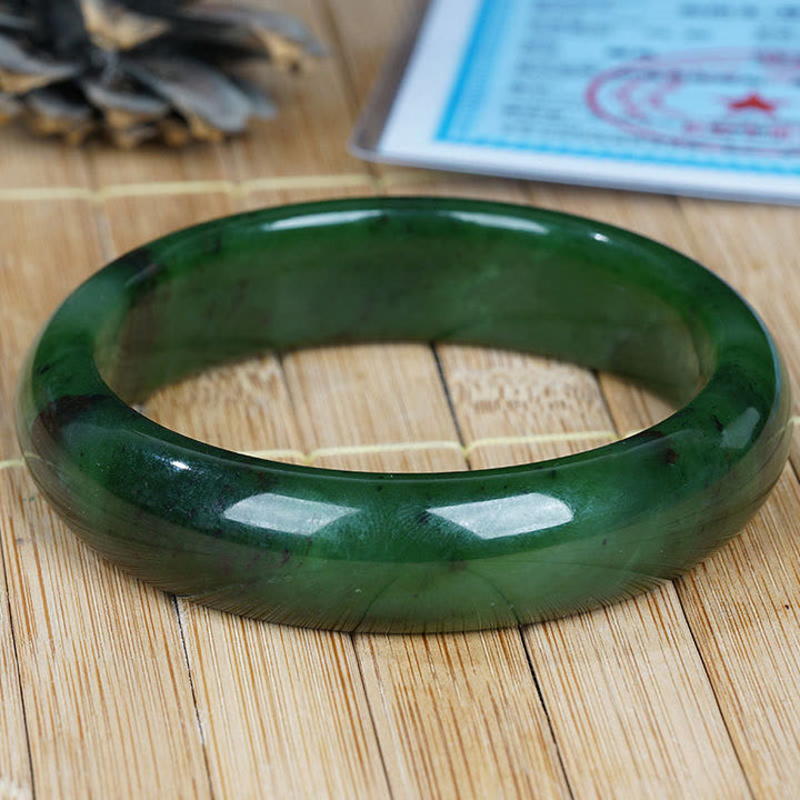 Brazalete de pulsera de éxito de felicidad de jade cian hetiano natural