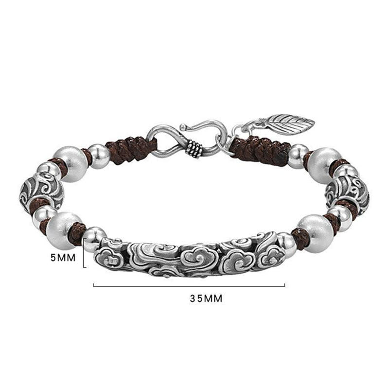 Pulsera de cadena de riqueza de nube auspiciosa de plata de ley 999 de cobre hecha a mano con Buddha Stones del Tíbet - image 12