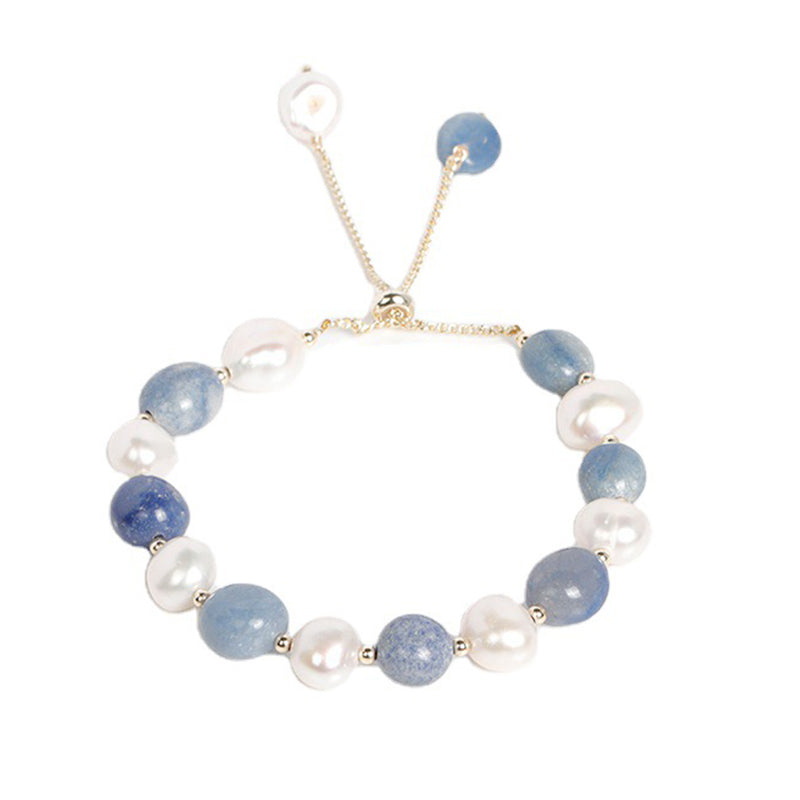 Pulsera curativa de cuentas de perlas de cristal de aventurina azul natural con Buddha Stones