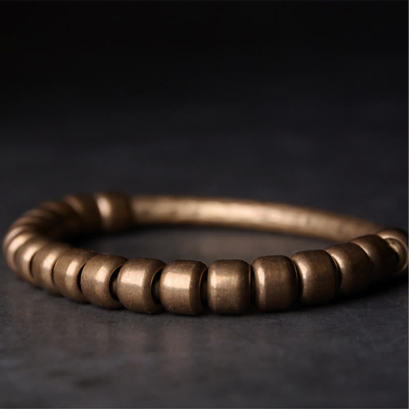 Pulsera de la riqueza de la suerte con cuentas de cobre y latón de diseño simple de Buddha Stones