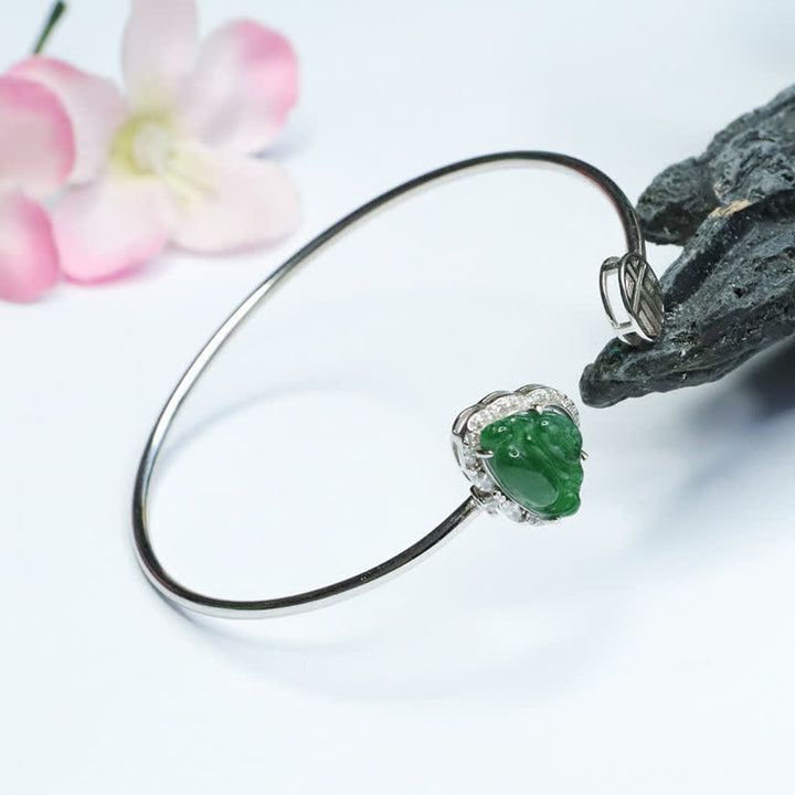 Pulsera de la suerte de jade de Buda sonriente de plata de ley 925 con Buddha Stones