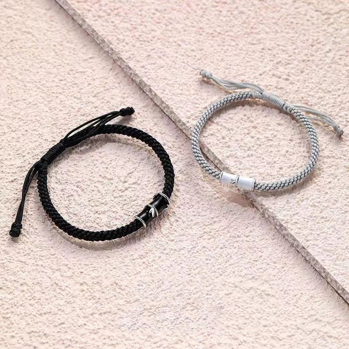 Pulsera de cuerda de pareja curativa con patrón de bambú de Buddha Stones