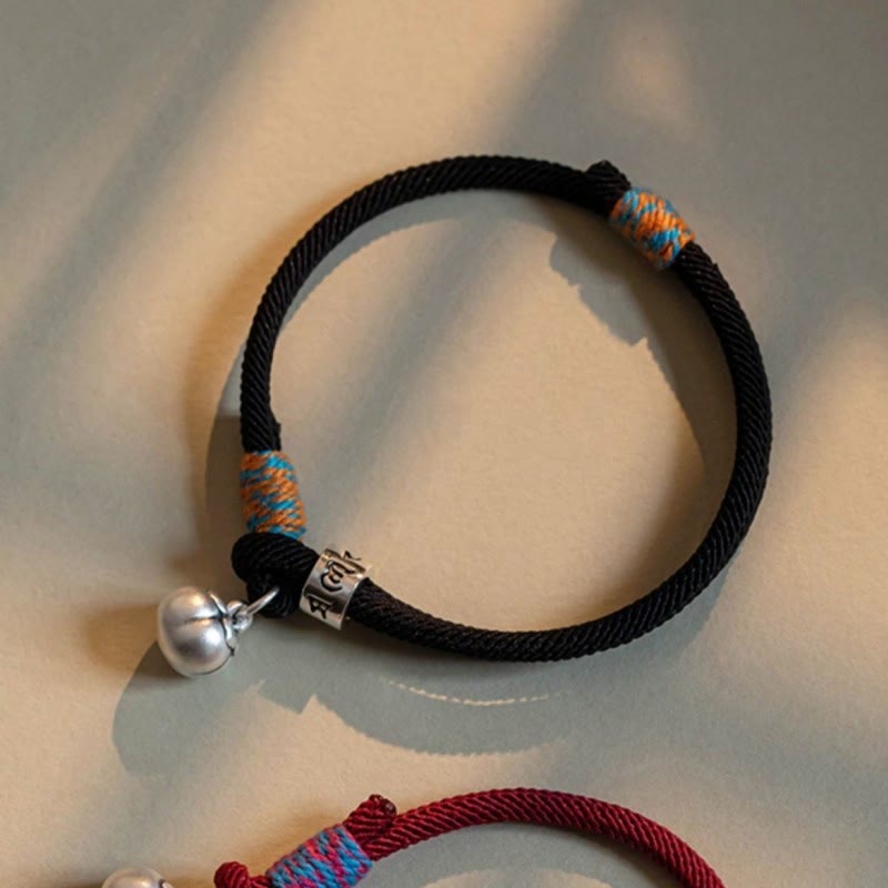 Pulsera trenzada de plata de ley 925 con Buddha Stones, Om Mani Padme Hum tibetano hecho a mano, amuleto de caqui, protección de la suerte