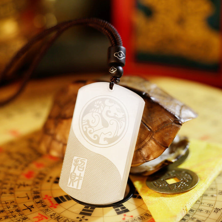 Colgante de collar de protección de la suerte de Jade blanco PiXiu Yin Yang - image 7