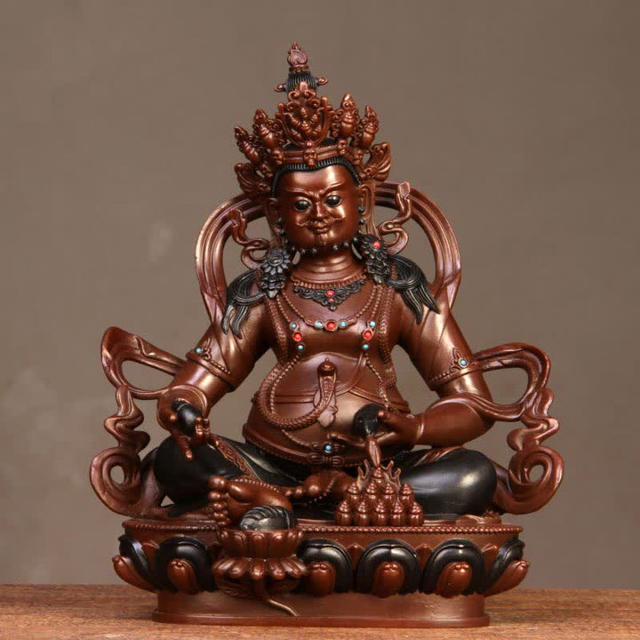 Estatuilla amarilla de Jambhala Bodhisattva, estatua de cobre de compasión, decoración para el hogar y la Oficina
