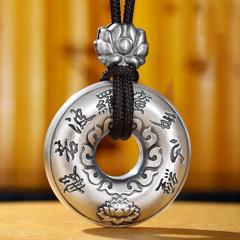 Colgante de plata de ley 999 con forma de corazón, Sutra, loto, hebilla de la paz - image 7