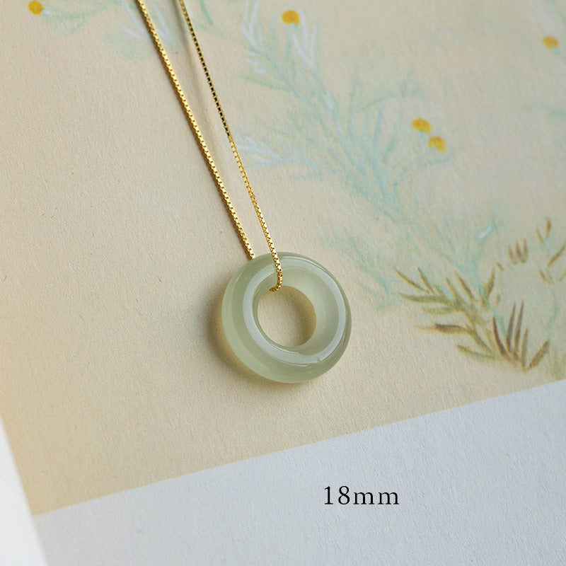 Buddha Stones Natural redondo Jade paz hebilla suerte abundancia collar colgante