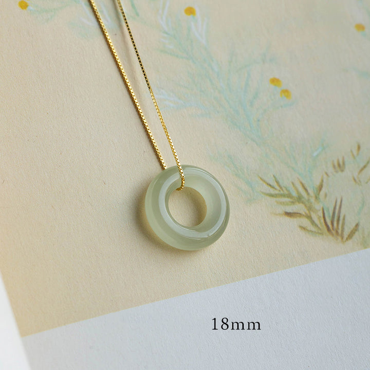 Buddha Stones Natural redondo Jade paz hebilla suerte abundancia collar colgante