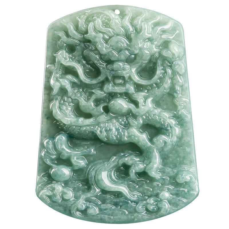 Buddha Stones Natural Jade Zodíaco Chino Dragón Mar Suerte Cadena Collar Colgante - image 10