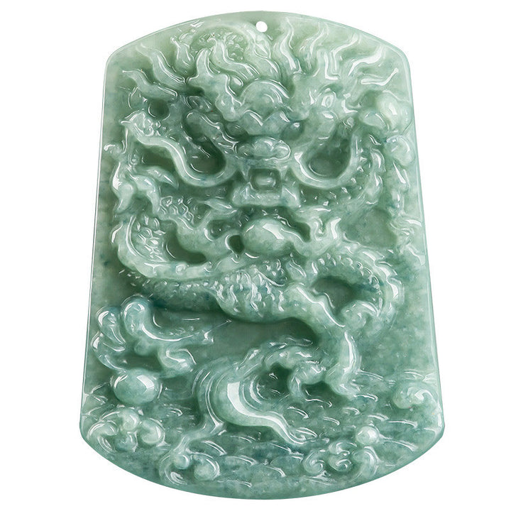 Buddha Stones Natural Jade Zodíaco Chino Dragón Mar Suerte Cadena Collar Colgante - image 10