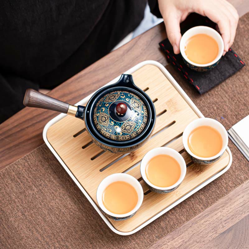 Juego de té chino Gongfu con Buddha Stones , tetera de cerámica, bolsa de regalo portátil
