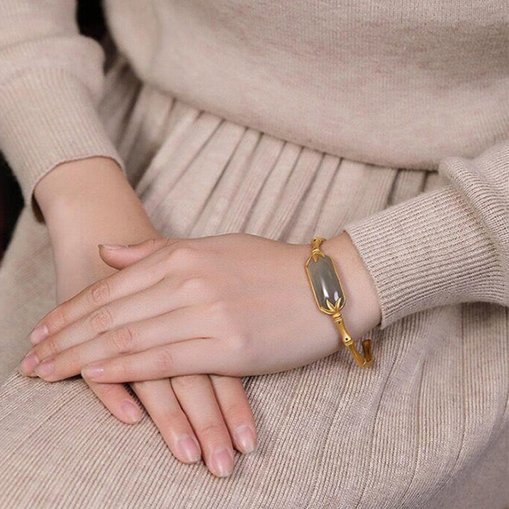 Pulsera de la suerte de jade blanco de plata de ley 925 con Buddha Stones, brazalete ajustable