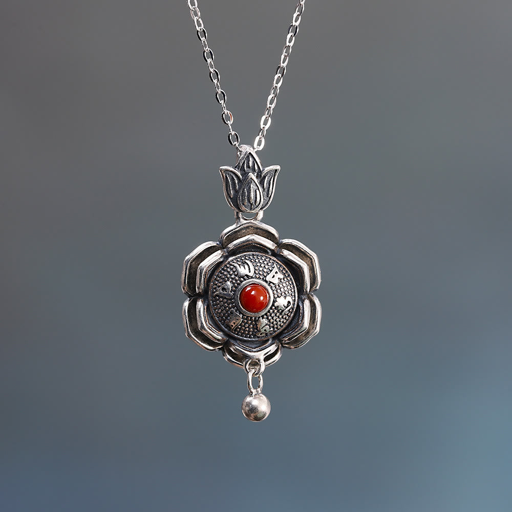 Pendientes colgantes de plata de ley 925 Om Mani Padme Hum Lotus Peace - image 2