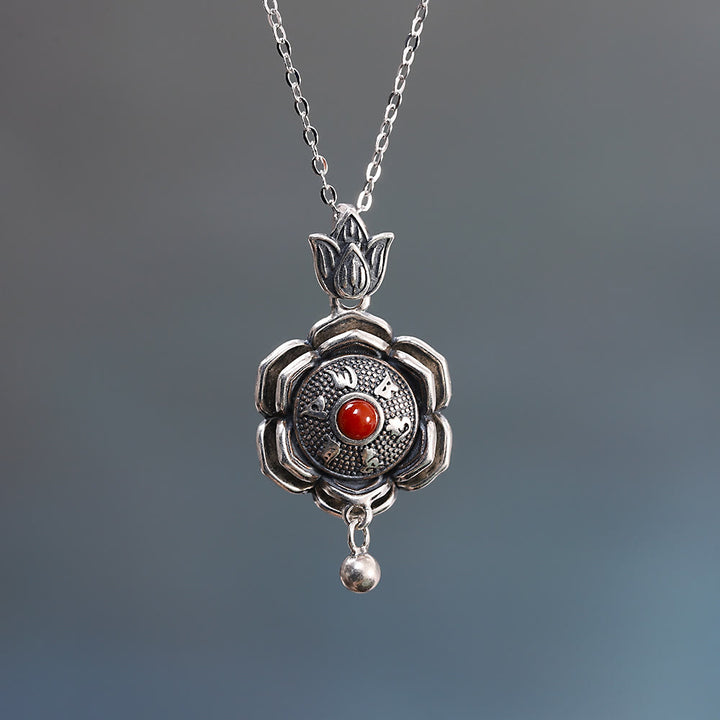 Pendientes colgantes de plata de ley 925 Om Mani Padme Hum Lotus Peace - image 2