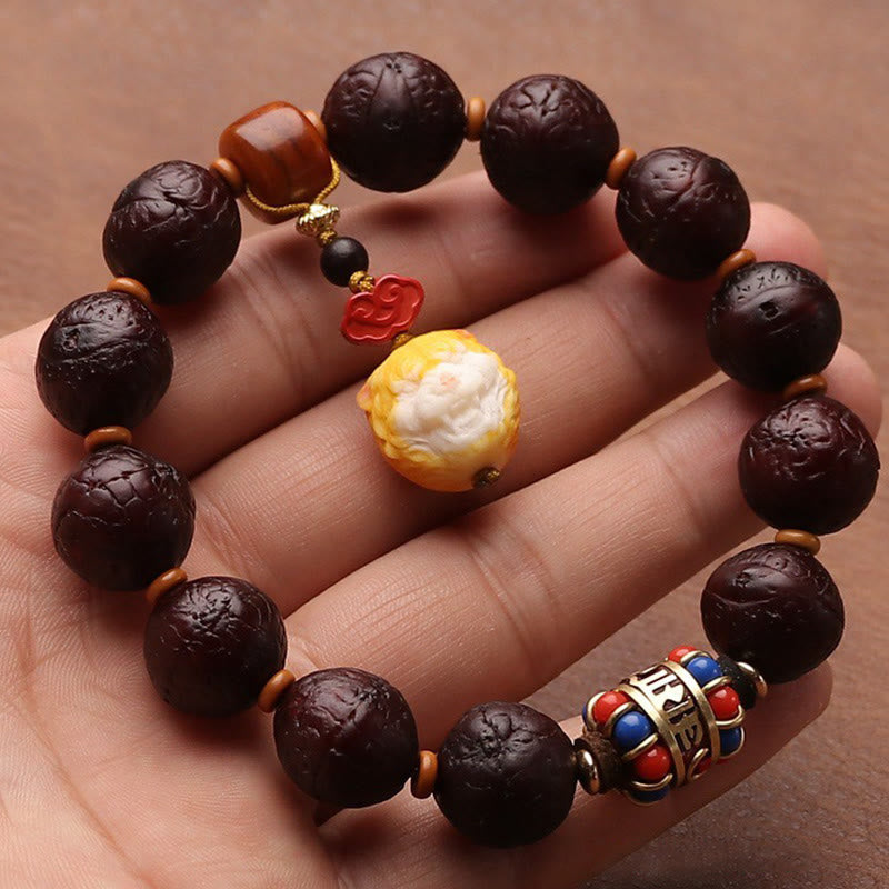 Cuenta de ágata de semilla de Bodhi tibetana, abalorio de borla de suerte y riqueza, Mala para muñeca