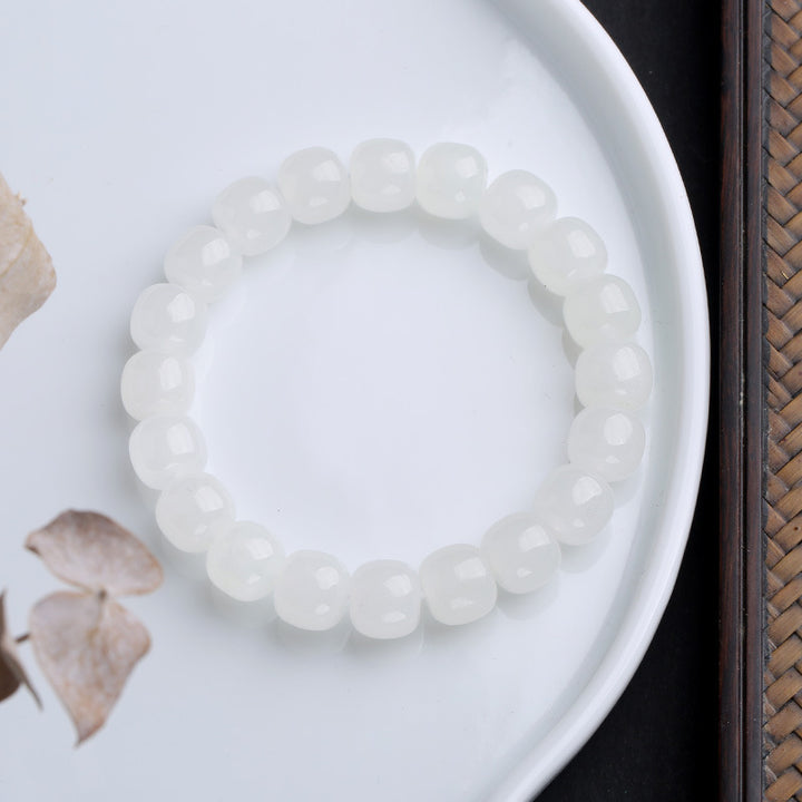 Pulsera de bendición de la suerte de jade degradado con Buddha Stones - Jade blanco - image 11