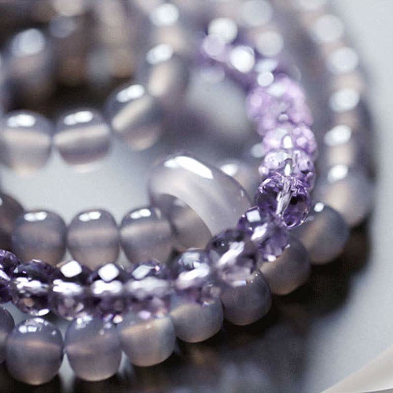 Pulsera curativa de meditación de cristal de amatista natural