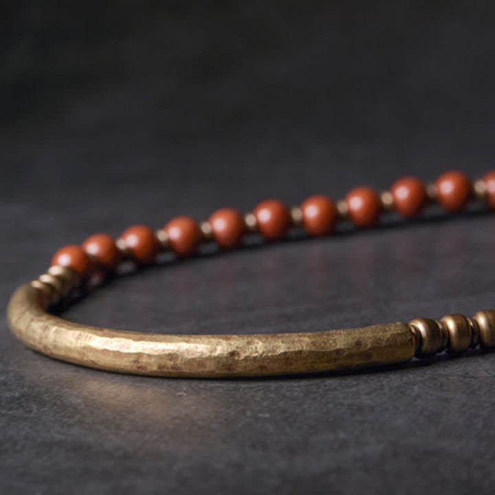 Pulsera de pareja de paz con Buddha Stones, jaspe rojo, ágata de musgo, cristal de obsidiana negra, cobre