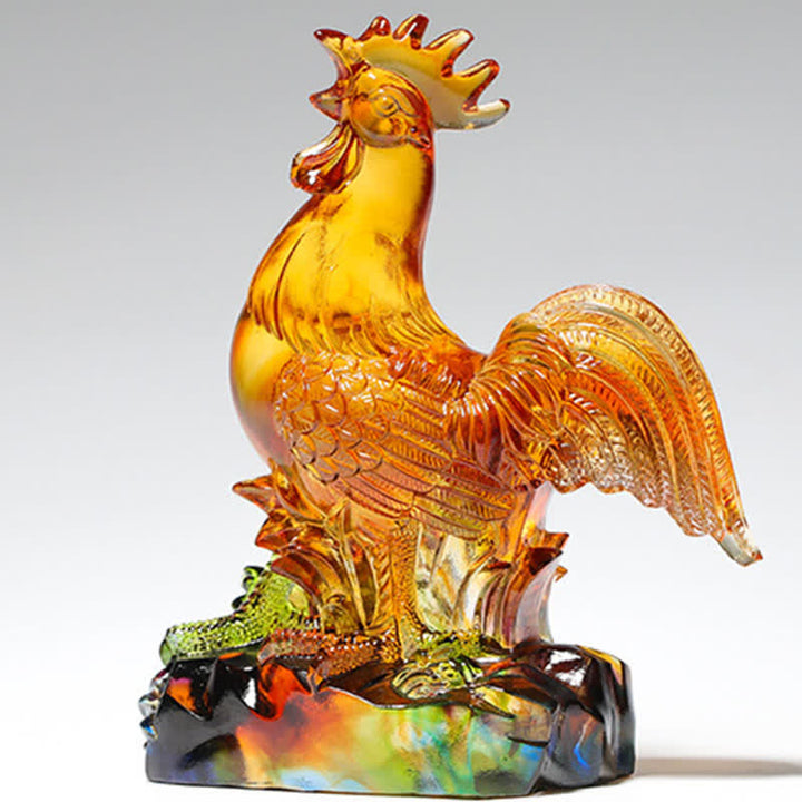 Pieza de arte de gallo de cristal Liuli hecha a mano para decoración del hogar