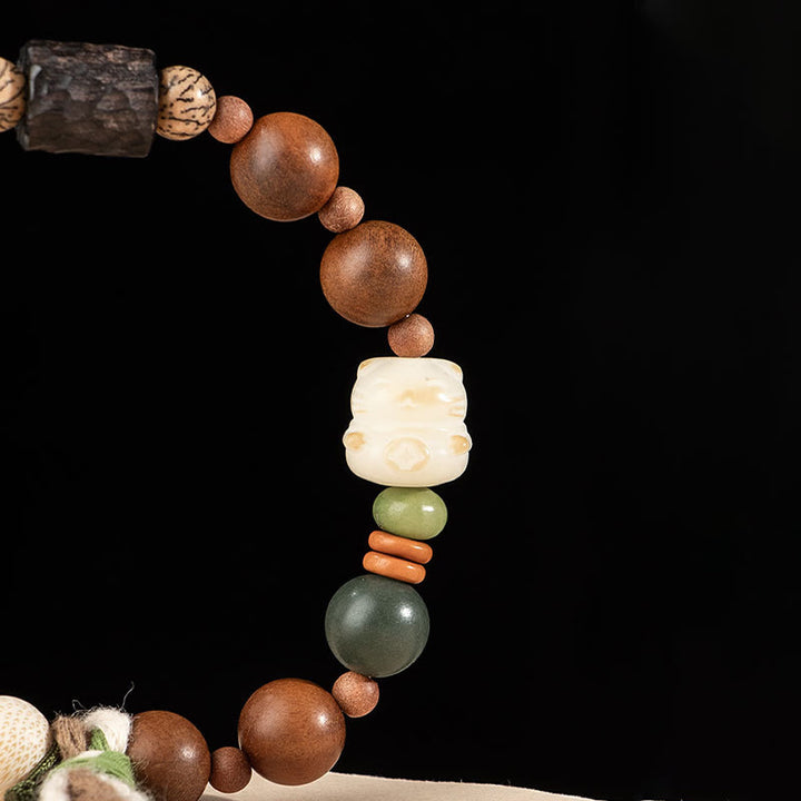 Buddha Stones, rayo, madera, semilla Bodhi, garra de gato, protección auspiciosa, pulsera con borlas - image 4