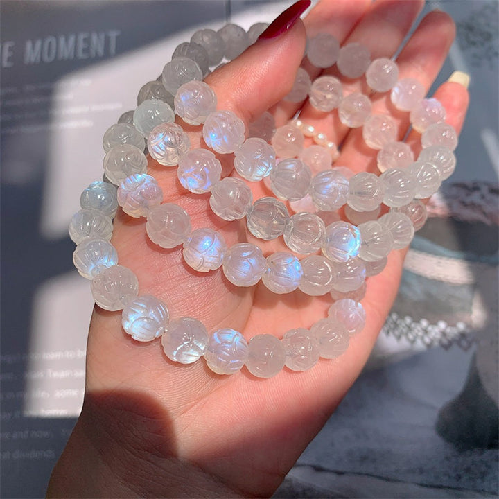 Pulsera de amor de loto de piedra lunar natural de Buddha Stones