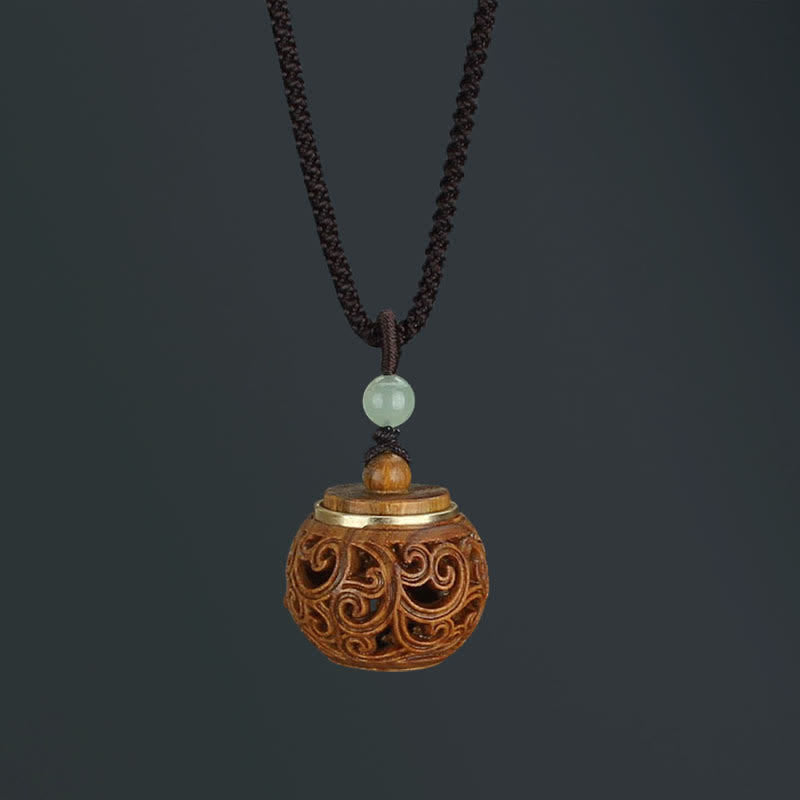 Buddha Stones Tíbet Sándalo Verde Palisandro Om Mani Padme Hum Loto Collar Calmante Positivo Colgante - Sándalo verde botella redondo - image 17