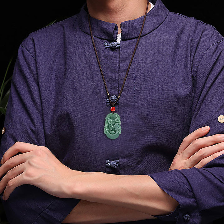 Colgante de collar de prosperidad del zodíaco chino con Buddha Stones de jade natural 12 - image 13