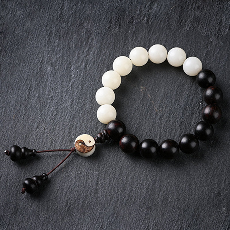 Pulsera de protección YinYang de ébano con Buddha Stones , decoración