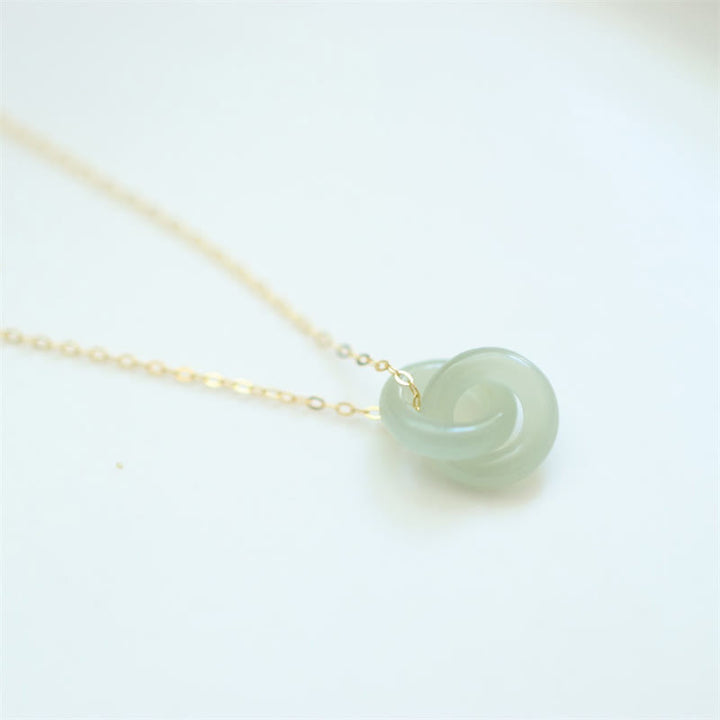 Collar con colgante de plata de ley 925 con doble hebilla de la paz natural, Buddha Stones, colgante de la suerte de Hetain Jade