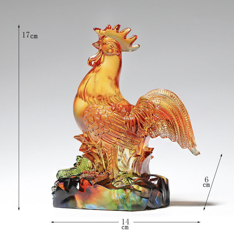 Pieza de arte de gallo de cristal Liuli hecha a mano para decoración del hogar