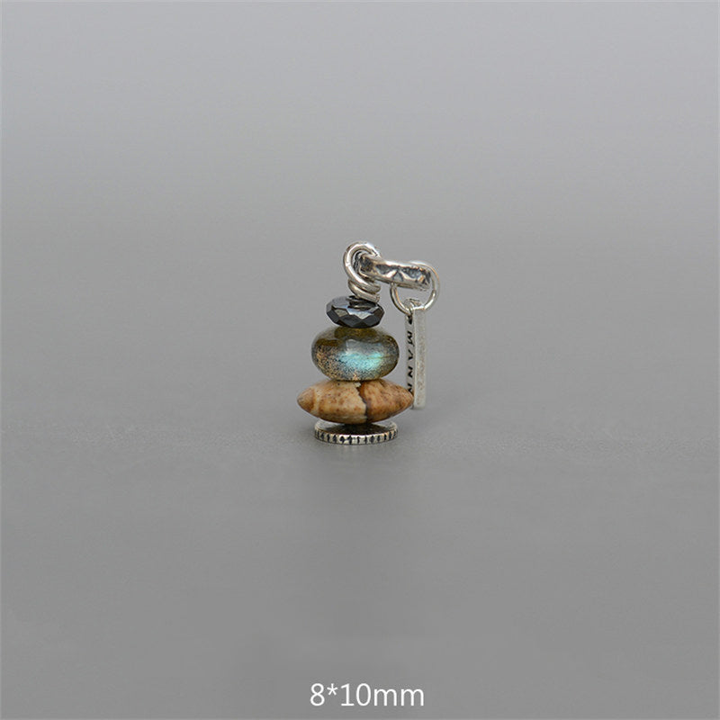 Collar con Buddha Stones Zen Cairn Labradorita con varios cristales - Colgante de piedra de hematita, labradorita y paisaje de 8 x 10 mm - image 9