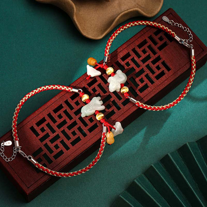 Tobillera con pulsera de hilo rojo de prosperidad de Jade del zodíaco chino con Buddha Stones - image 0