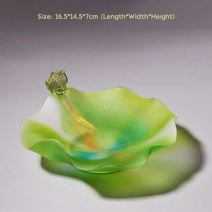 Pieza de arte de cristal Liuli hecha a mano de loto Feng Shui, decoración para el hogar y la Oficina