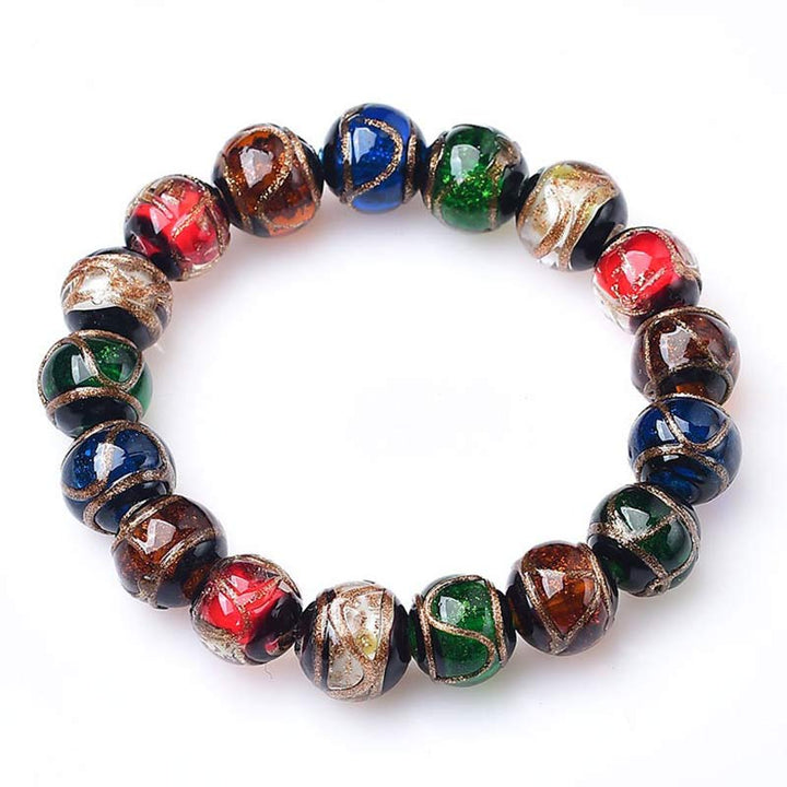 Pulsera de la suerte con cuentas de cristal de Liuli de colores y Buddha Stones
