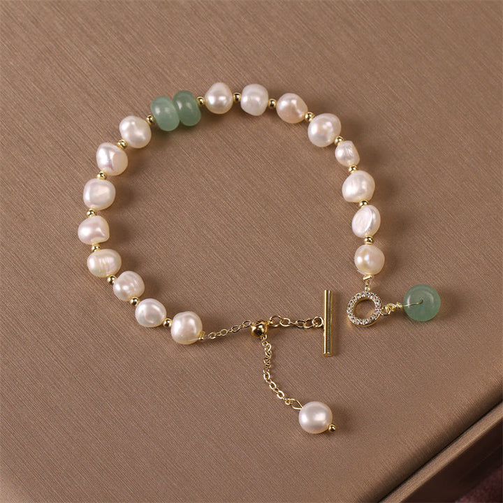 Pulsera de cadena curativa con cuentas de cuarzo fresa verde perla de Buddha Stones