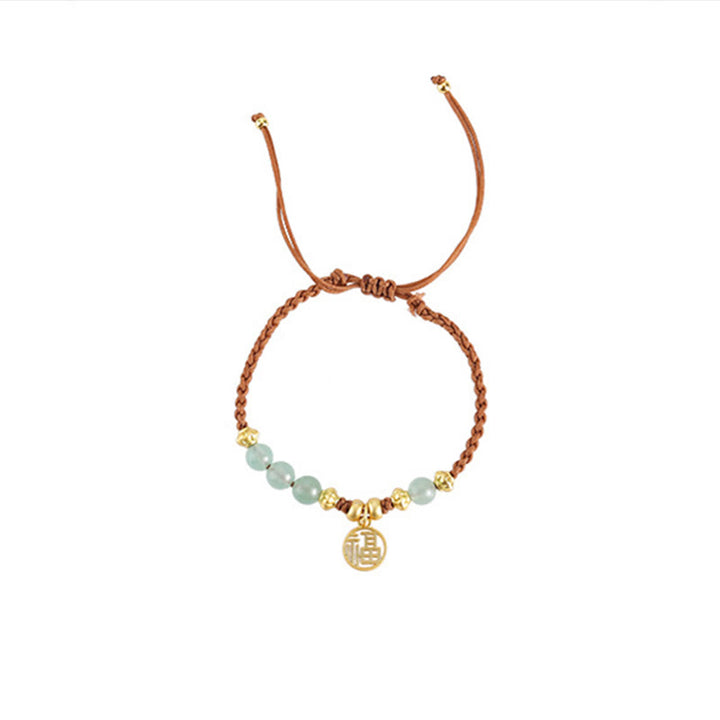 Pulsera de cuerda con Buddha Stones , personaje Fu