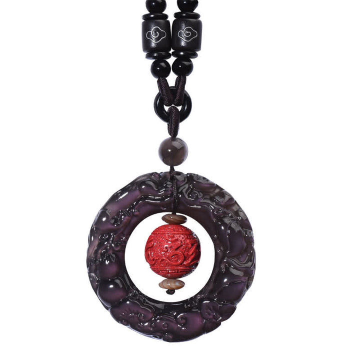 Colgante de collar curativo de cinabrio PiXiu de obsidiana arcoíris Natural FengShui de Buddha Stones - image 12