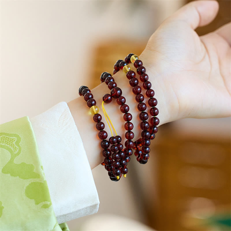 Pulsera de ansiedad transparente con 108 cuentas de Mala naturales de Buddha Stones