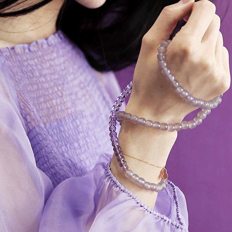 Pulsera curativa de meditación de cristal de amatista natural