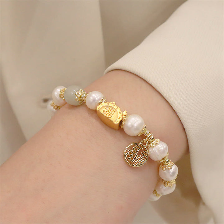 Buddha Stones Año del Dragón Ágata roja Cuarzo fresa Obsidiana negra Jade Granate Perla Cinabrio Bola de masa Dragón Suerte Fu Pulsera con personajes - image 31