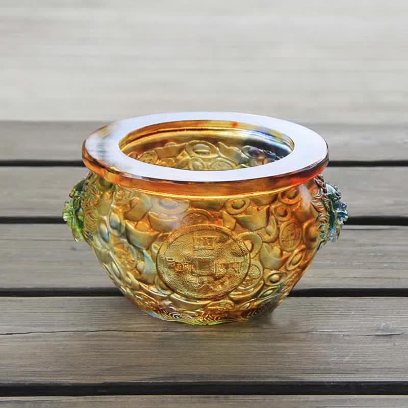 Pieza de arte hecha a mano de Liuli Crystal Treasure Bowl para decoración del hogar