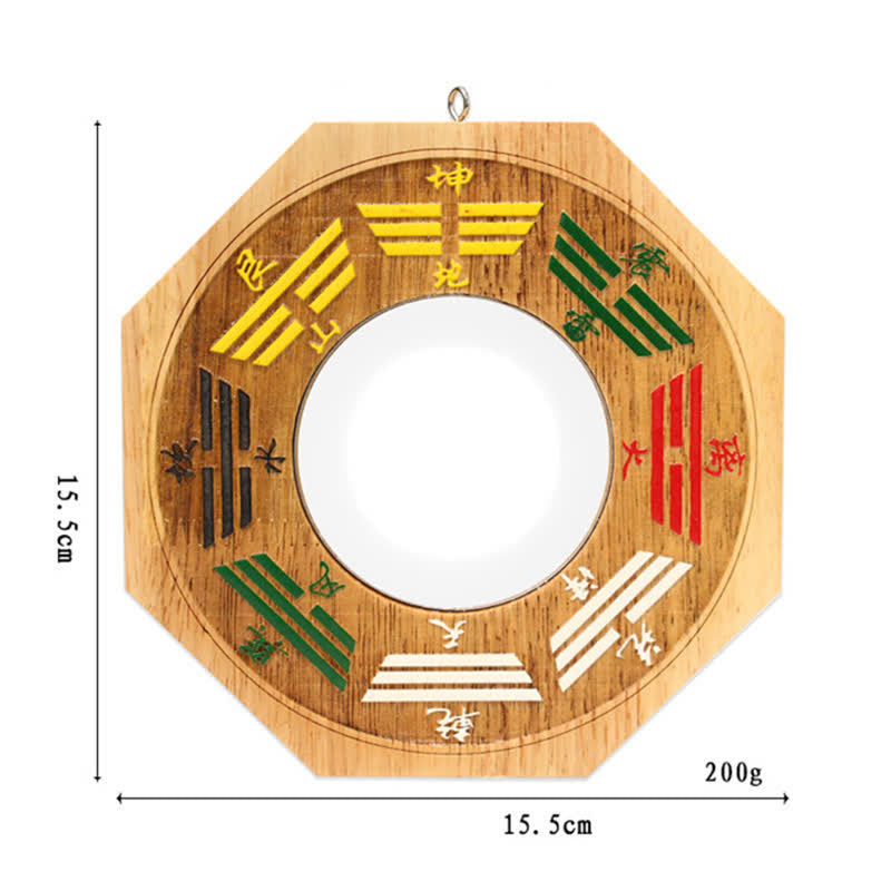 Espejo de mapa de energía de equilibrio de madera de melocotón con mapa de Bagua de Feng Shui