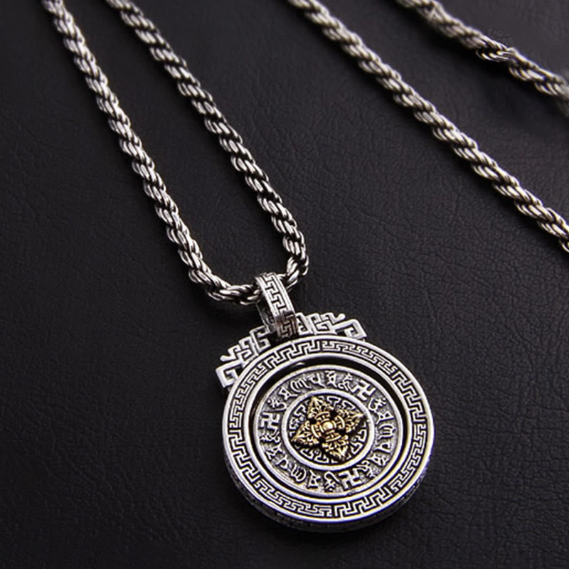 Colgante de collar de paz de pureza giratoria con Buddha Stones tibetanas Om Mani Padme Hum doble Dorje Vajra - Om Mani Padme Hum Doble Dorje Vajra - image 7