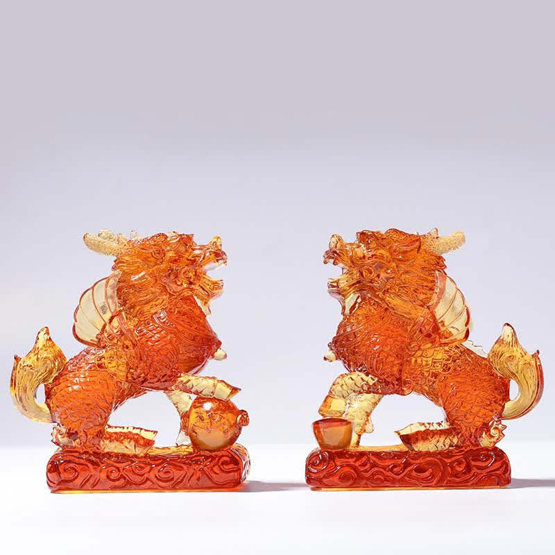 Feng Shui Kirin hecho a mano Liuli Crystal Art Piece Fortune decoración de la oficina en el hogar