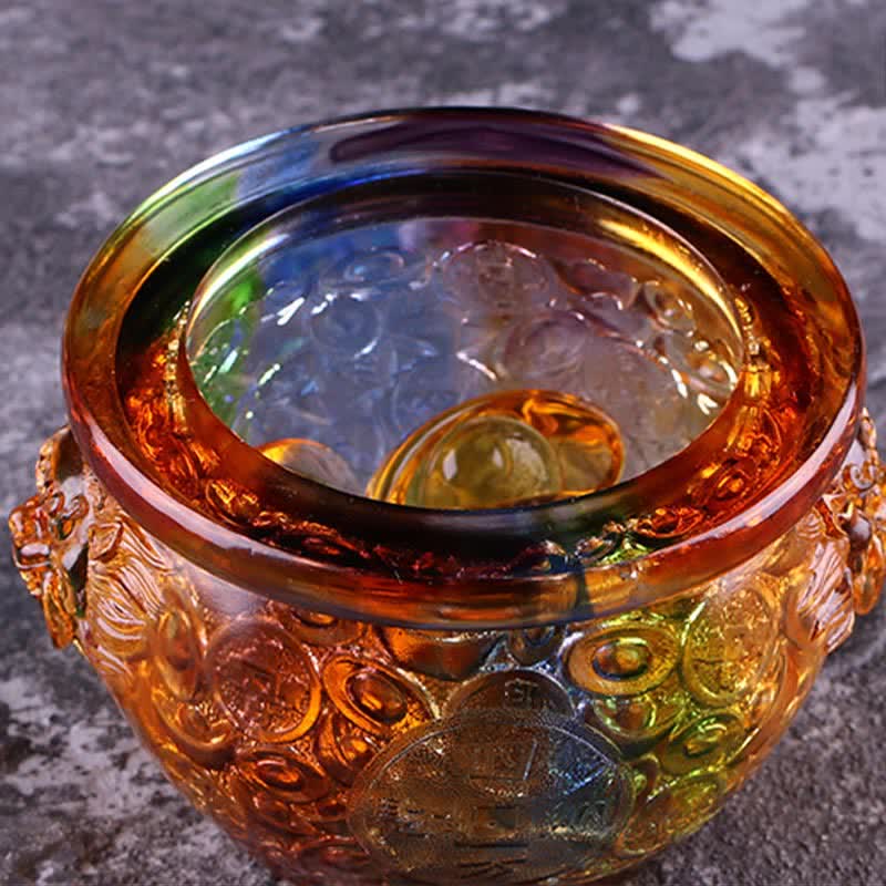 Pieza de arte hecha a mano de Liuli Crystal Treasure Bowl para decoración del hogar