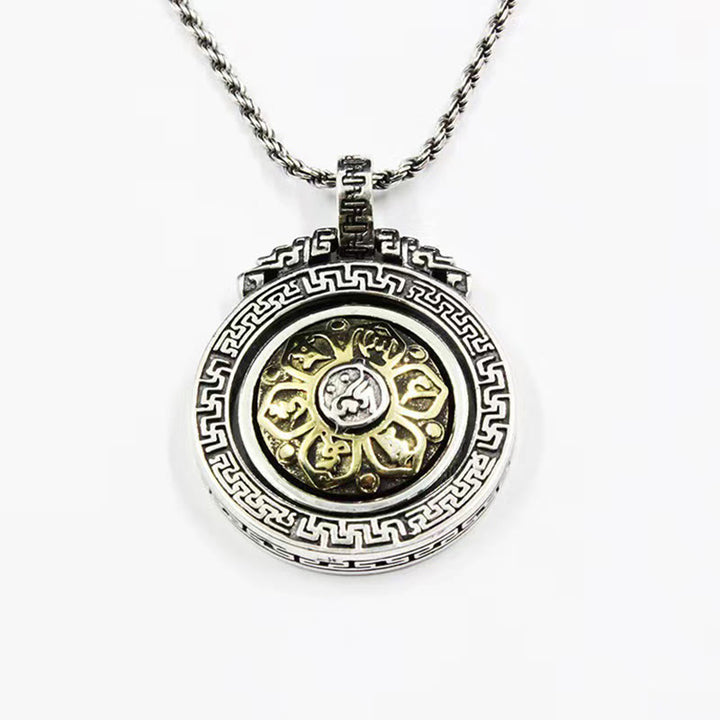 Colgante de collar de paz de pureza giratoria con Buddha Stones tibetanas Om Mani Padme Hum doble Dorje Vajra - image 6