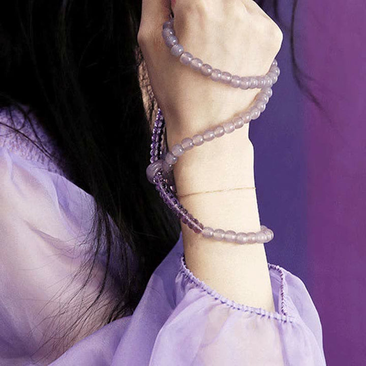 Pulsera curativa de meditación de cristal de amatista natural
