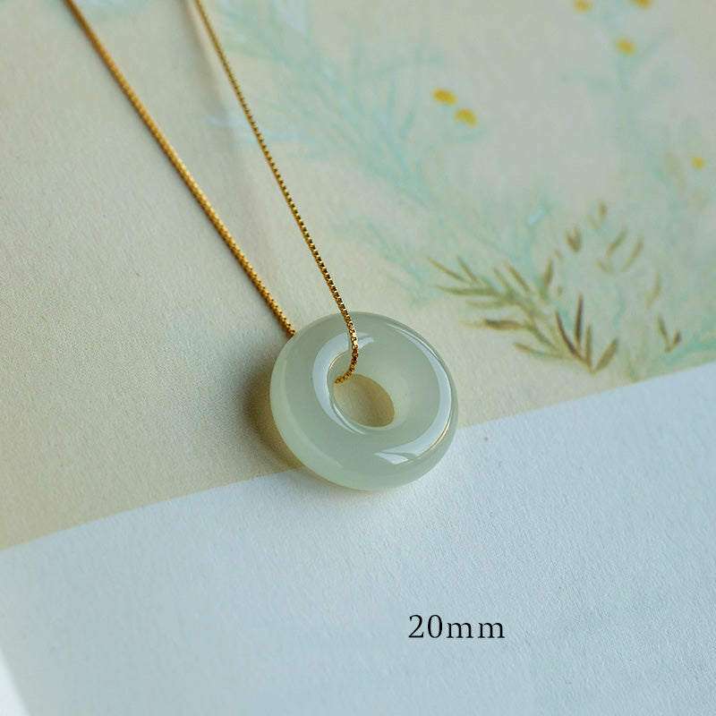 Buddha Stones Natural redondo Jade paz hebilla suerte abundancia collar colgante