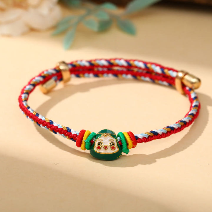 Pulsera hecha a mano para niños y adultos con diseño de Zongzi de cuerda colorida con Buddha Stones
